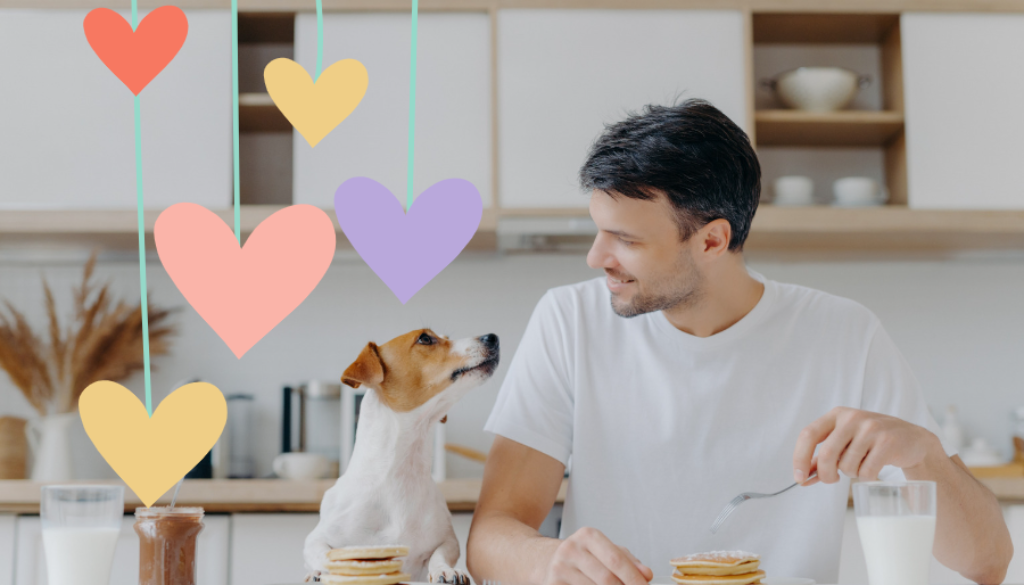 pancake eating with dog