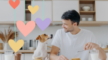 pancake eating with dog